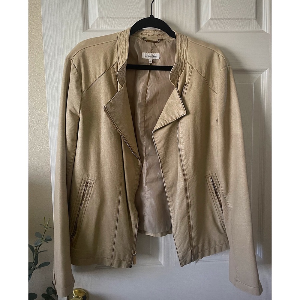 Calvin Klein faux leather ivory  jacket